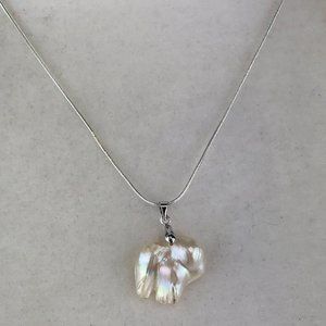 NEW - Hawaiian Freshwater Baroque Pearl Pendant Necklace Set in 8KT GP Setting
